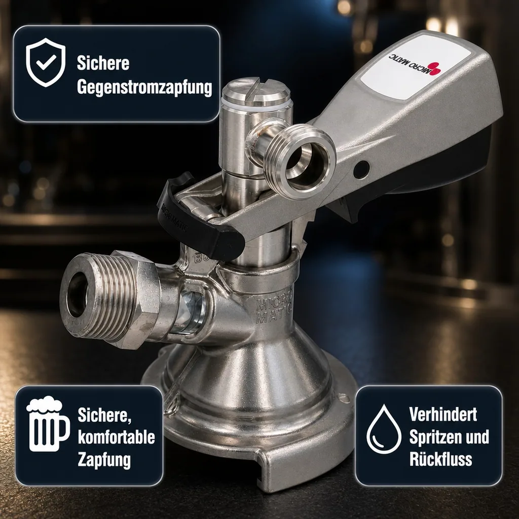 Flach Zapfkopf, Keg Anschluss - Micro-Matic, Thekenanstich