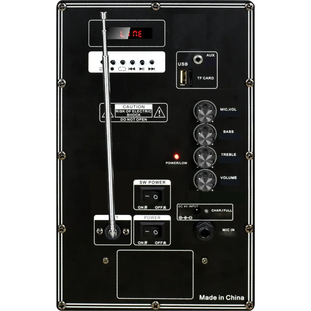 VT-6315 Mobiler batteriebetriebener Lautsprecher mit Bluetooth, 1 drahtloses Mikrofon, 1 kabelgebundenes Mikrofon und LE