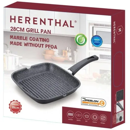 Herenthal 24cm Grillpfanne - Marmorbeschichtung - Schwarz