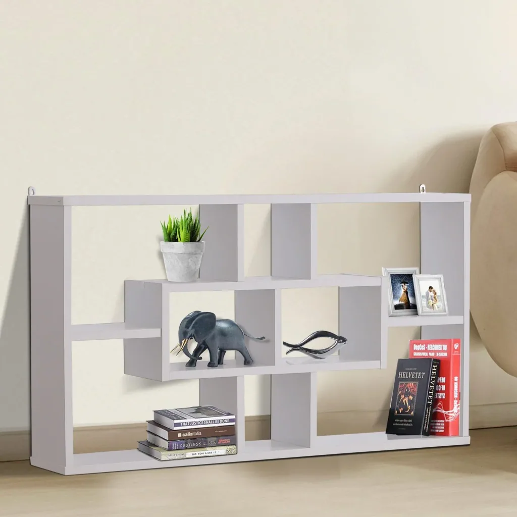 Wandregal Hängeregal Schweberegal Bücherregal Wandboard Organizer Holz Weiß 85 x 14,5 x 47,5 cm