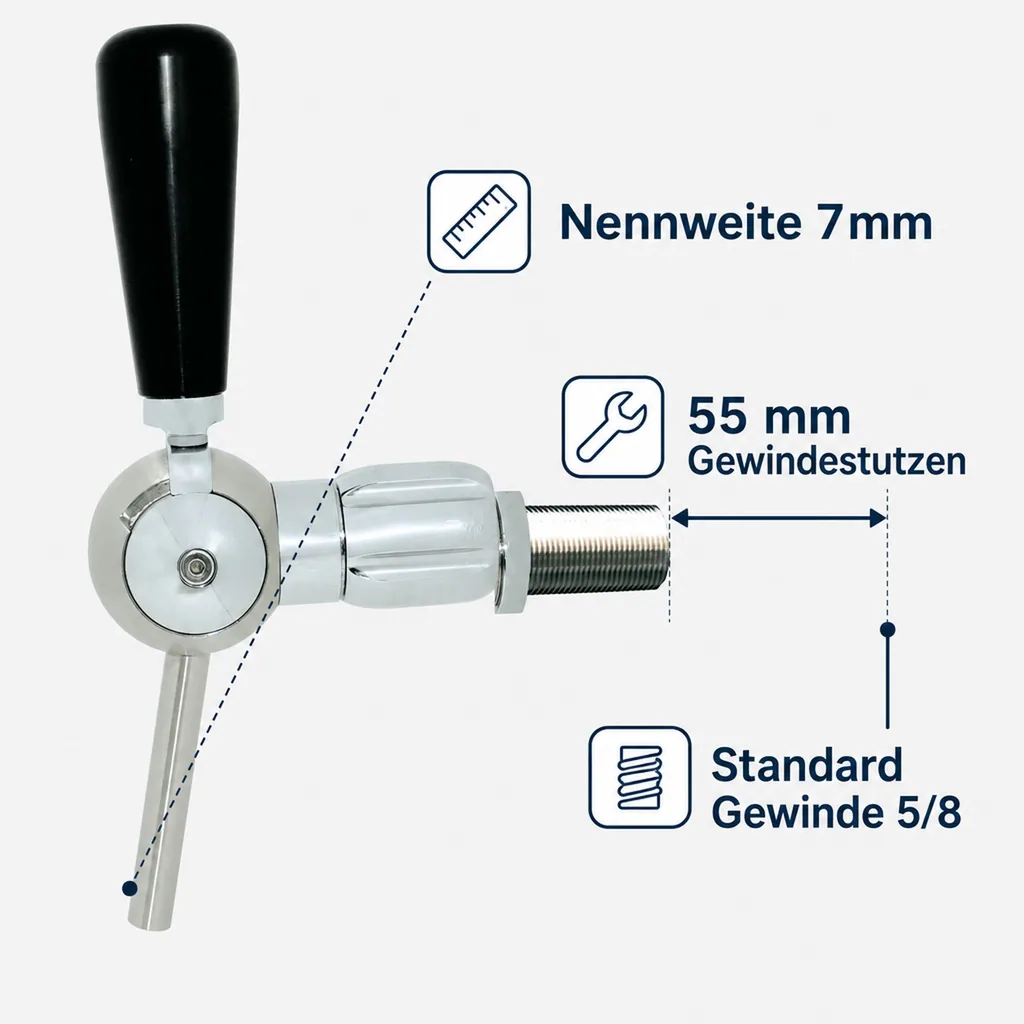 Zapfhahn, Schankhahn, Kugelschankhahn - Heißgetränke, verchromt