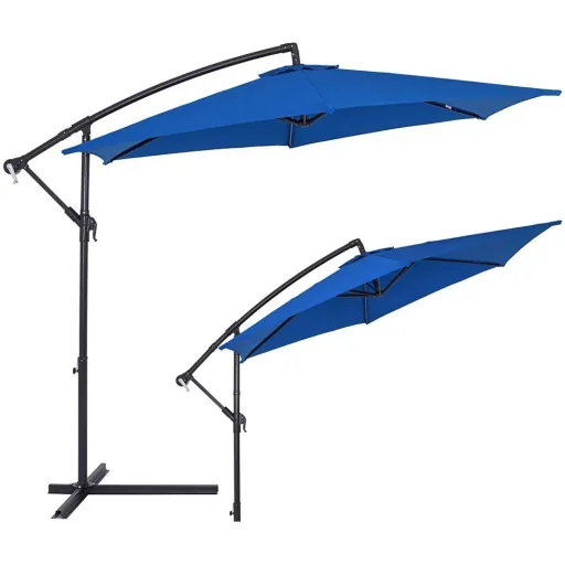 Sonnenschirm faltbar Aluminium blau Ø 330 cm UV-Schutz 40+