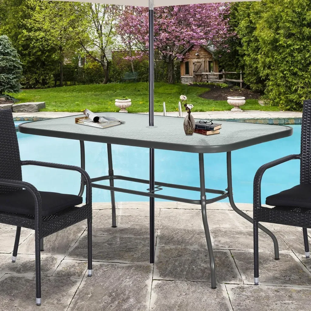 Gartentisch mit Glasplatte 120 x 80 x 70 cm