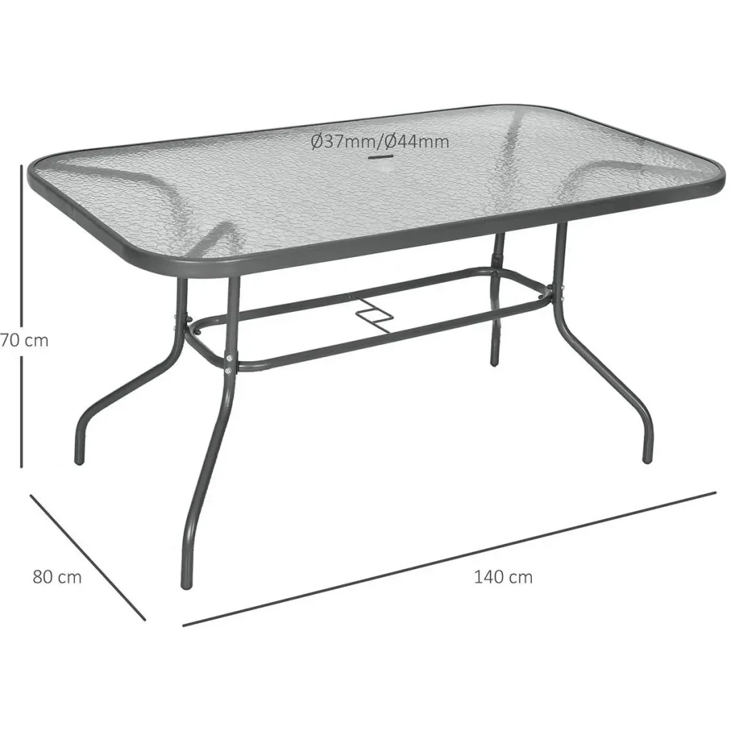 Gartentisch mit Glasplatte 120 x 80 x 70 cm