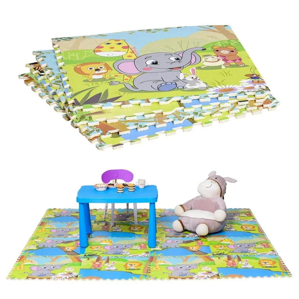 Puzzlematte für Babys Kinder Spielmatte Kinderspielteppich klappbar EVA foam Süßigkeiten Muster 61,5 x 61,5 cm