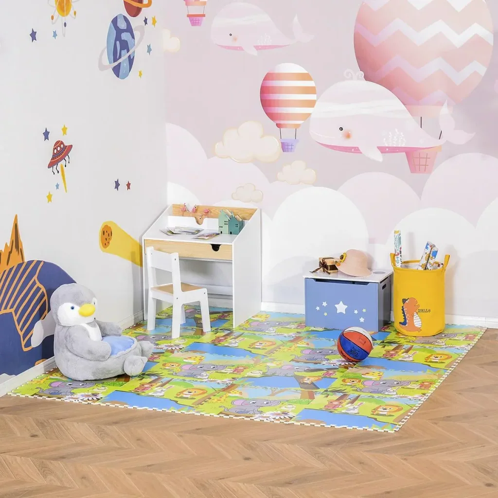 Puzzlematte für Babys Kinder Spielmatte Kinderspielteppich klappbar EVA foam Süßigkeiten Muster 61,5 x 61,5 cm
