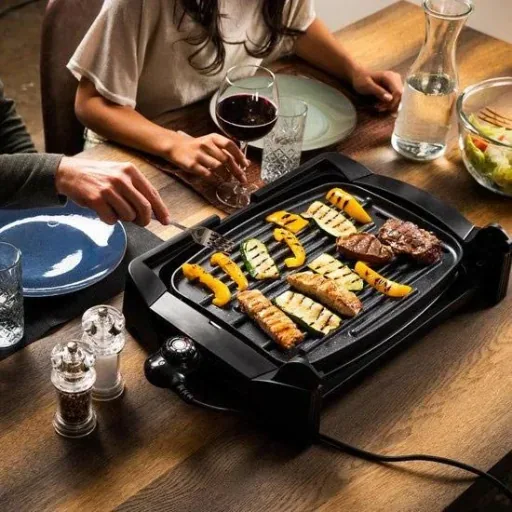 Westinghouse Edelstahl-Elektrogrill - Tischgrill - 1800W - 52,8x12,3x37,7cm - Schwarzer Marmor
