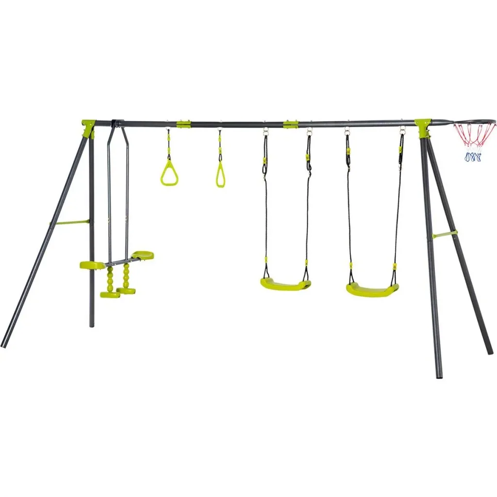 Schaukelgestell für Kinder 3-10 Jahre, grün+schwarz, 365 x 138 x 175 cm