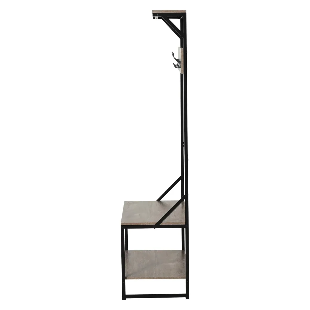 Garderobe mit 4 Haken und Schuhablage, natur