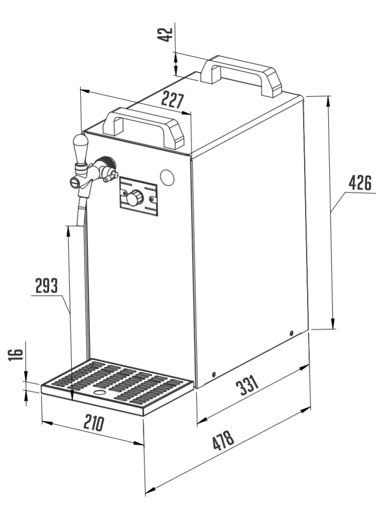 Zapfanlage, Bierzapfanlage K 40 1-leitig Bier Durchlaufkühler, Trockenkühler, 50 Liter/h, Green Line