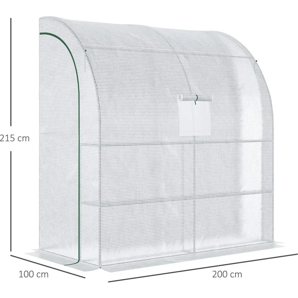 Poly-Gewächshaus mit 2 Türen - UV-Schutz - Stahl/PE - Weiß - 200 x 100 x 215 cm