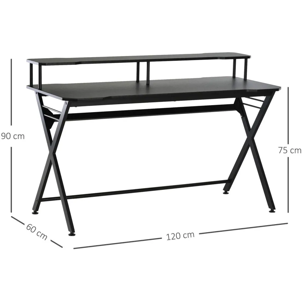 Schreibtisch mit Kopfhörerhaken, schwarz