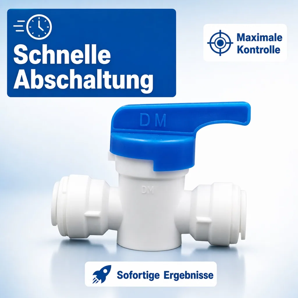 Absperrhahn, Absperrventil mit geradem Verbinder 3/8 Zoll