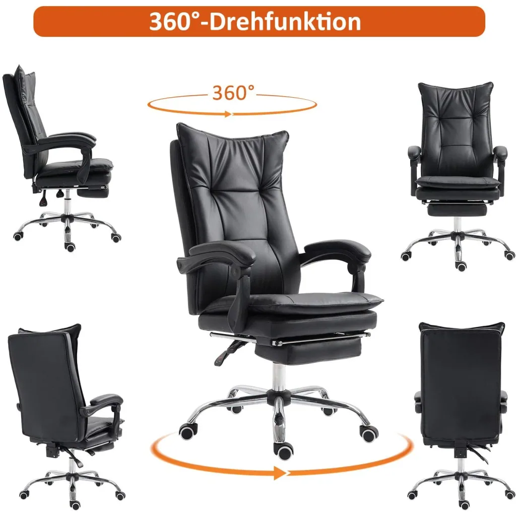 Chefsessel Bürosessel Bürostuhl Schreibtischsessel höhenverstellbar ergonomisch Schwarz 70 x 64 x (106 113) cm