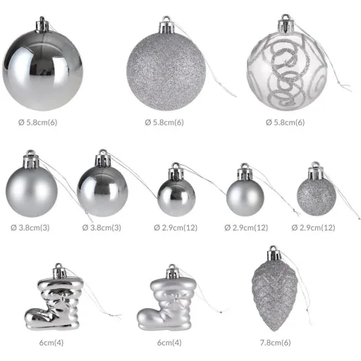 Weihnachtskugeln - 102 Stück - silber