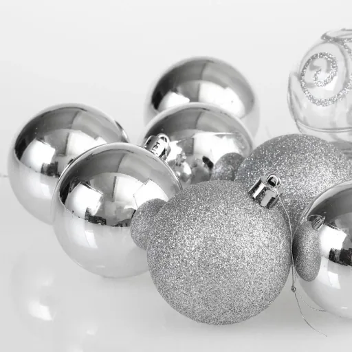 Weihnachtskugeln - 102 Stück - silber