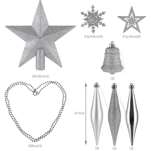 Weihnachtskugeln - 102 Stück - silber