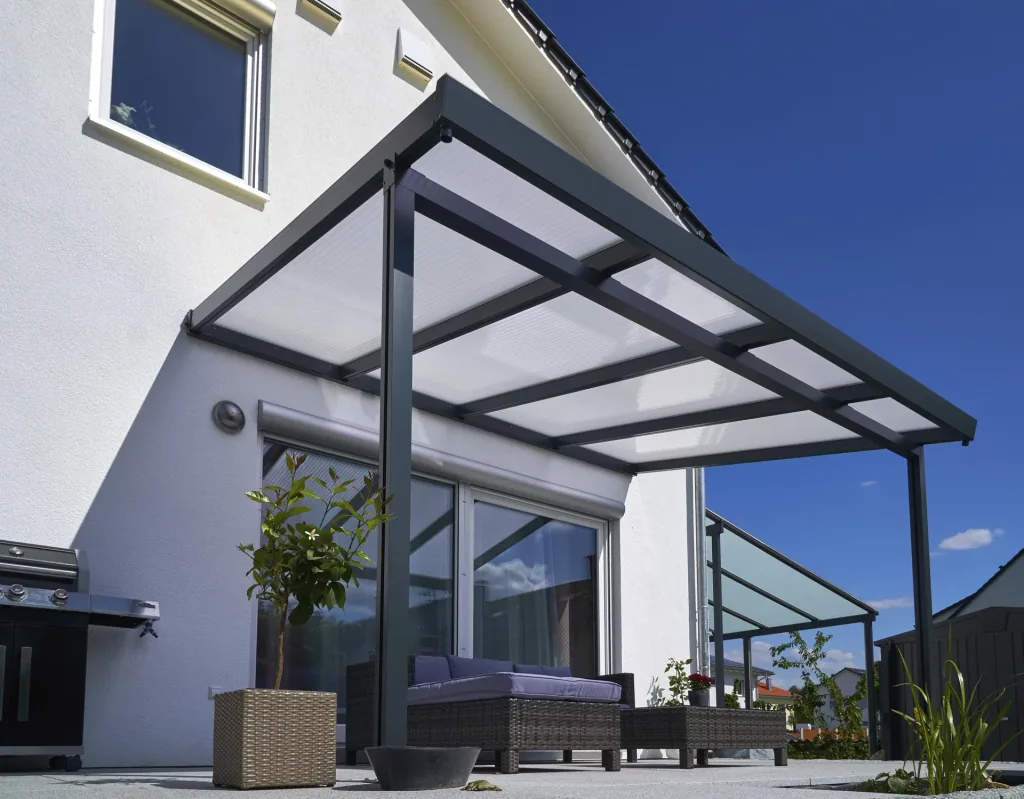 Terrassendach Premium, anthrazit, 4102 x 4060 mm - Klima blue