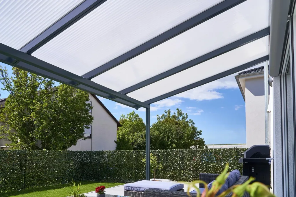 Terrassendach Premium, anthrazit, 4102 x 4060 mm - Klima blue