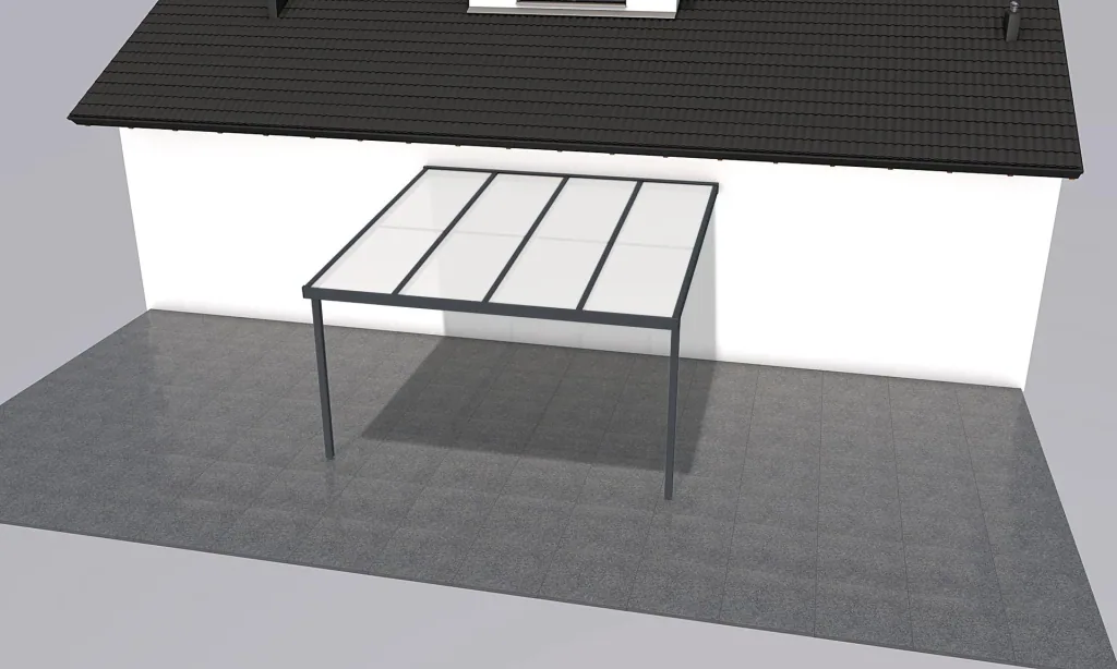 Terrassendach Premium, anthrazit, 4102 x 4060 mm - Klima blue