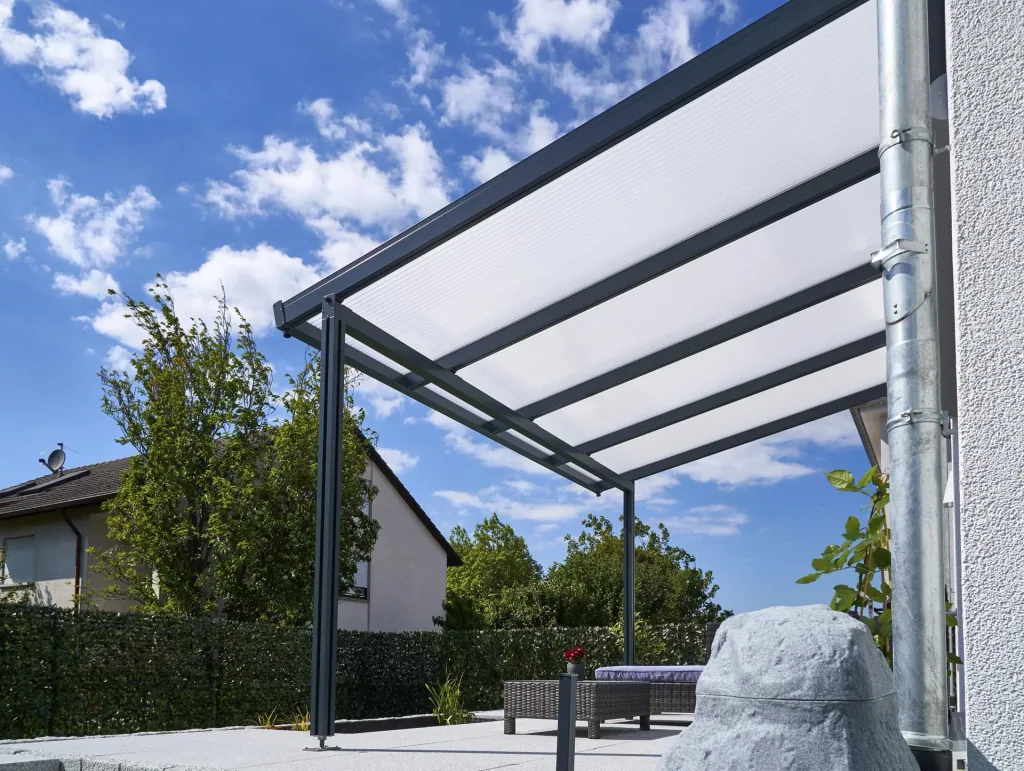 Terrassendach Premium, anthrazit, 4102 x 4060 mm - Klima blue