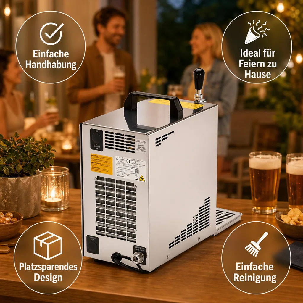 Zapfanlage, Bierzapfanlage, Bierkoffer, Durchlaufkühler PYGMY 25 1-leitig Trockenkühler, 35 Liter/h, 5/8 Anschluss, Green Line