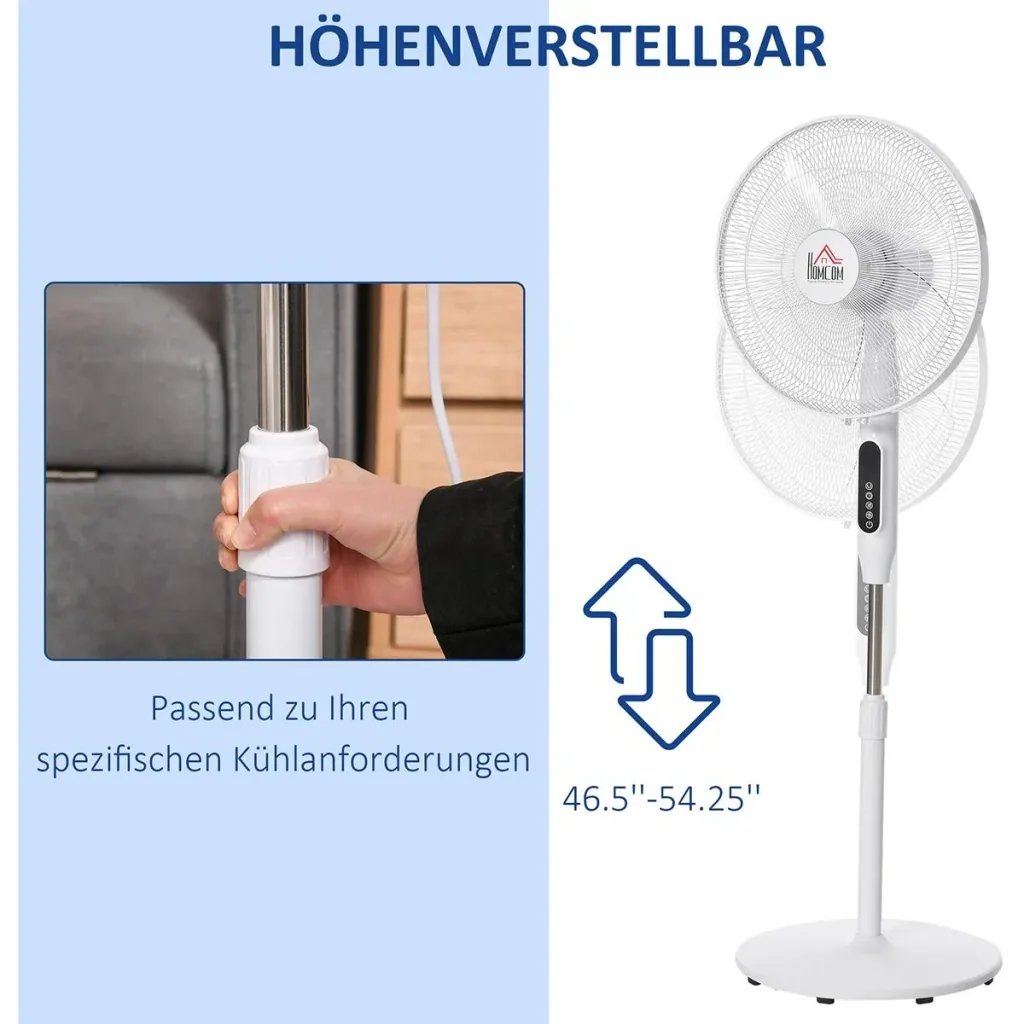Standventilator mit 3 Belüftungsstufen schwarz/weiß