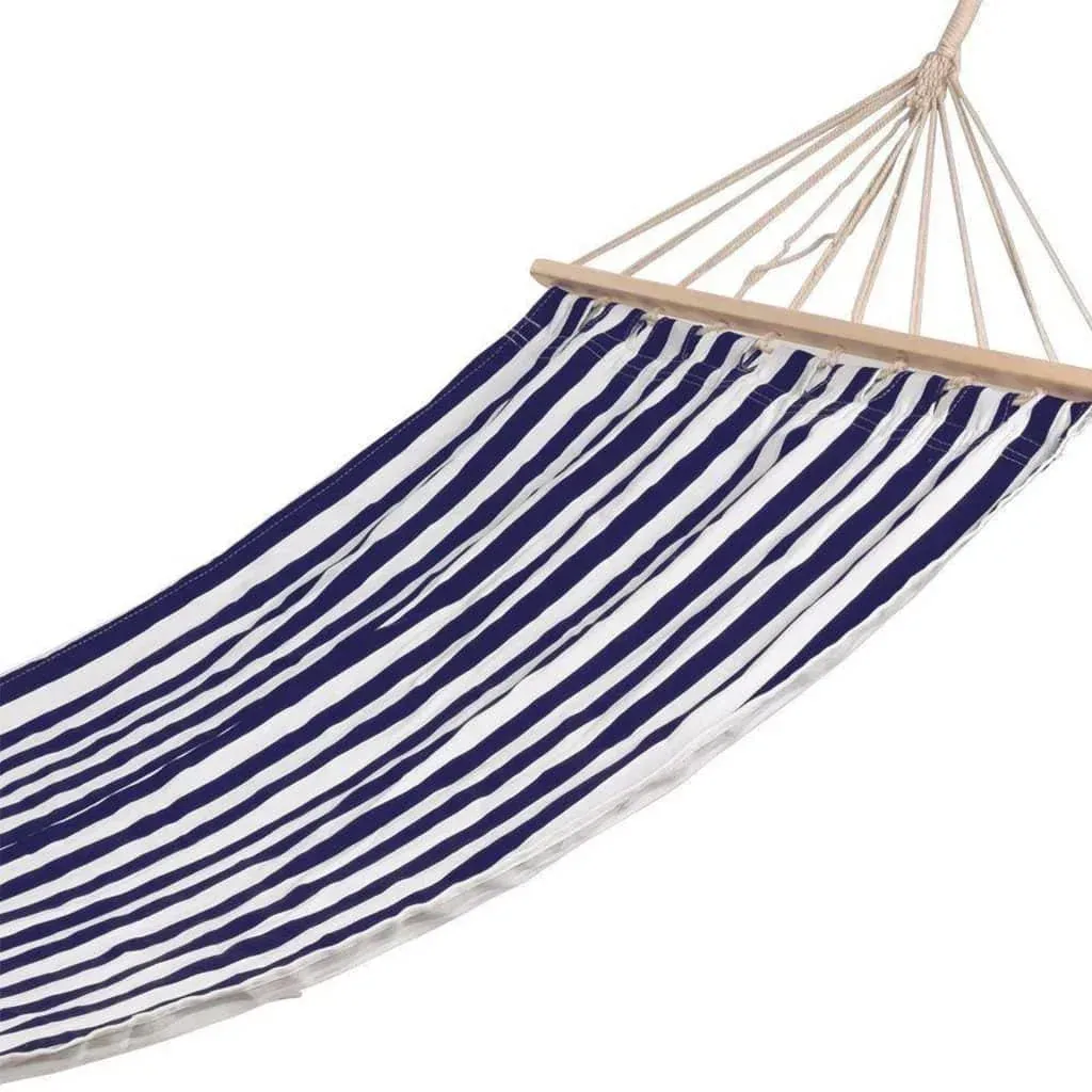 Hängematte / Hammock - 200 x 80 cm -White/Blue + INCL. Pro Garden Aufhängeset für Hängematte