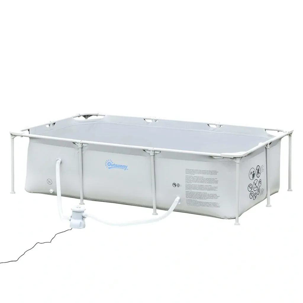 Rahmenpool mit Schlauch Draht Swimmingpool Schwimmbad Ablassventil für sauberen Wasser 1000D PVC Stahl Grau 252 x 152 x