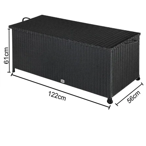 Aufbewahrungsbox Polyrotan auf Rädern schwarz 122 x 56 x 61cm