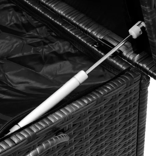 Aufbewahrungsbox Polyrotan auf Rädern schwarz 122 x 56 x 61cm
