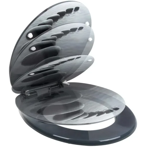 Toilettensitz Stonedesign 35cm x 38cm x 5cm mit Absenkautomatik und Edelstahlscharnieren