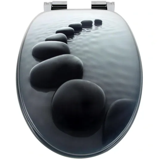 Toilettensitz Stonedesign 35cm x 38cm x 5cm mit Absenkautomatik und Edelstahlscharnieren