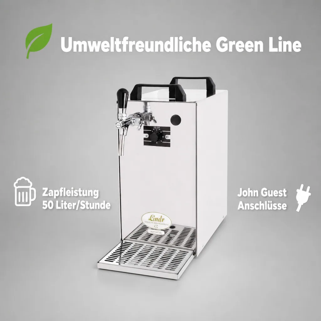 Zapfanlage K 40/K 1-leitig aus Edelstahl, 50 Liter/h, mit Membranpumpe, Bierzapfanlage, Green Line