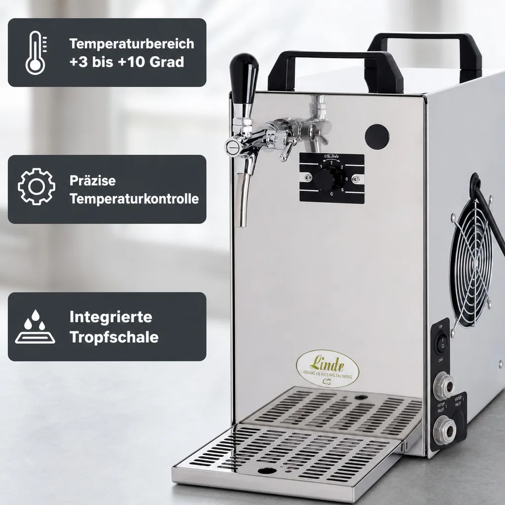 Zapfanlage K 40/K 1-leitig aus Edelstahl, 50 Liter/h, mit Membranpumpe, Bierzapfanlage, Green Line