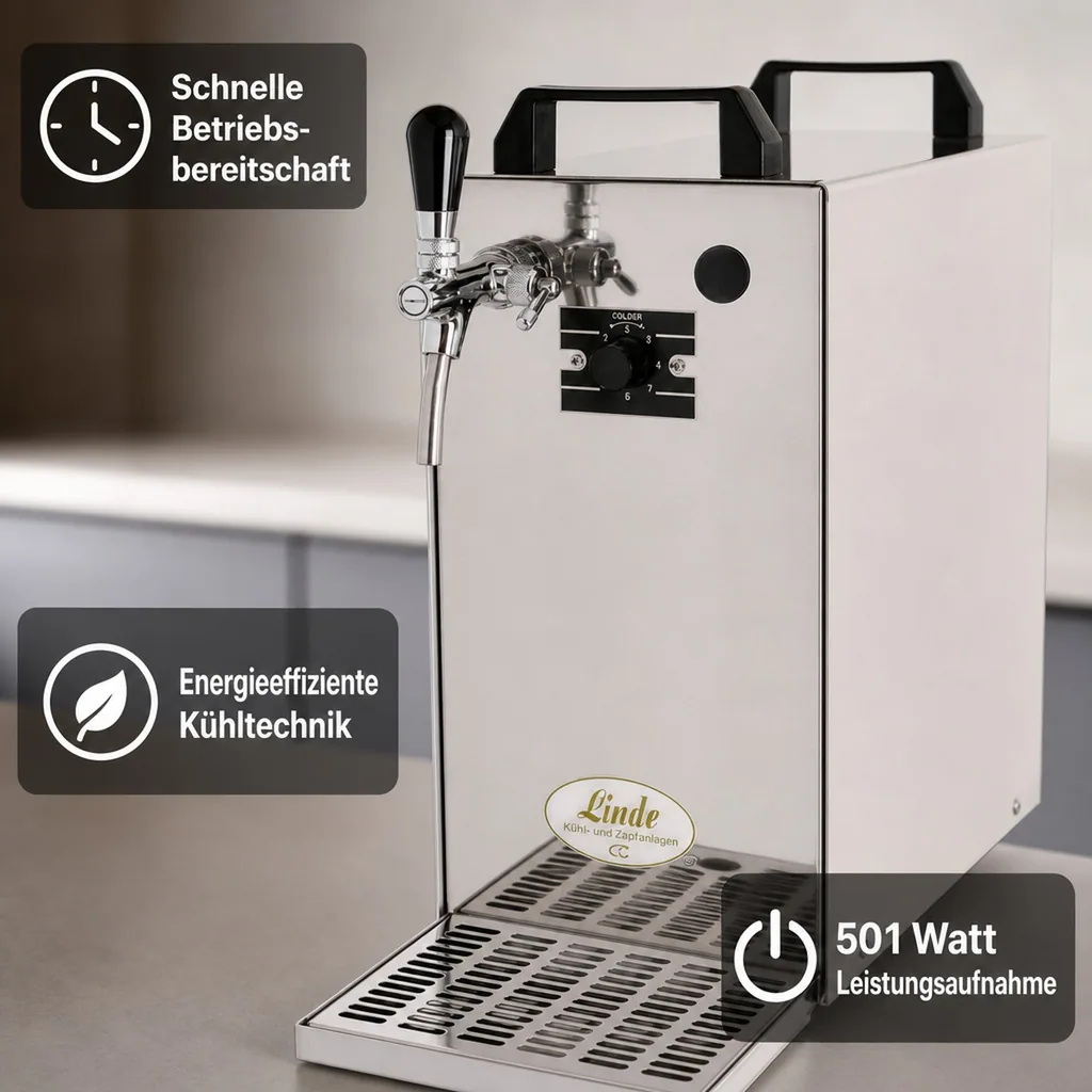 Zapfanlage K 40/K 1-leitig aus Edelstahl, 50 Liter/h, mit Membranpumpe, Bierzapfanlage, Green Line