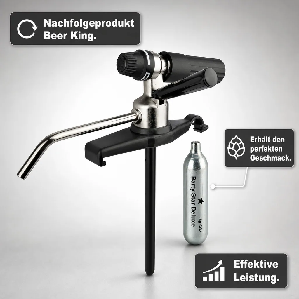 Bierfass Adapter, Bierzapfgerät für 5 Liter Fässer CO2 - Party Star Deluxe