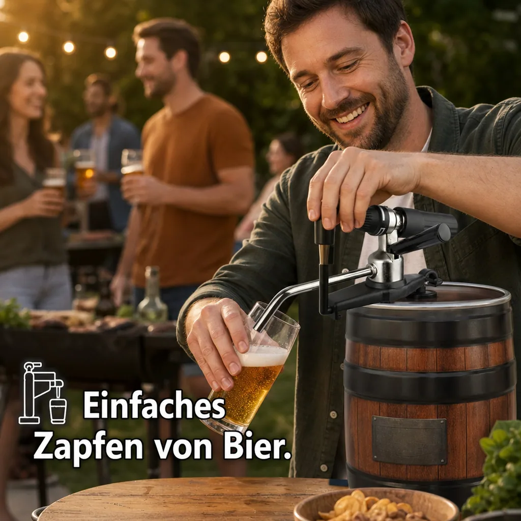Bierfass Adapter, Bierzapfgerät für 5 Liter Fässer CO2 - Party Star Deluxe