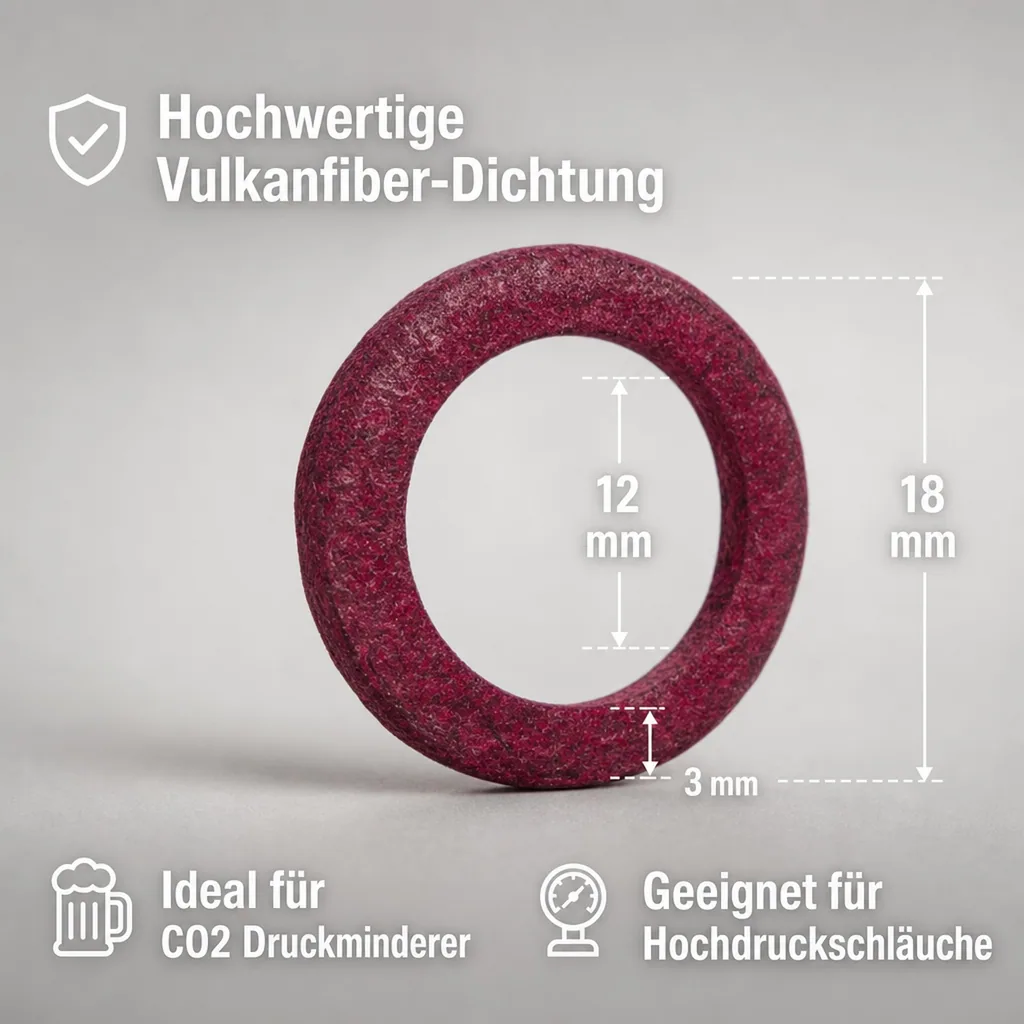 Dichtung, Dichtring, Vulkanfiberring für CO2 Druckminderer oder Hochdruckschlauch, 12 x18x3 mm