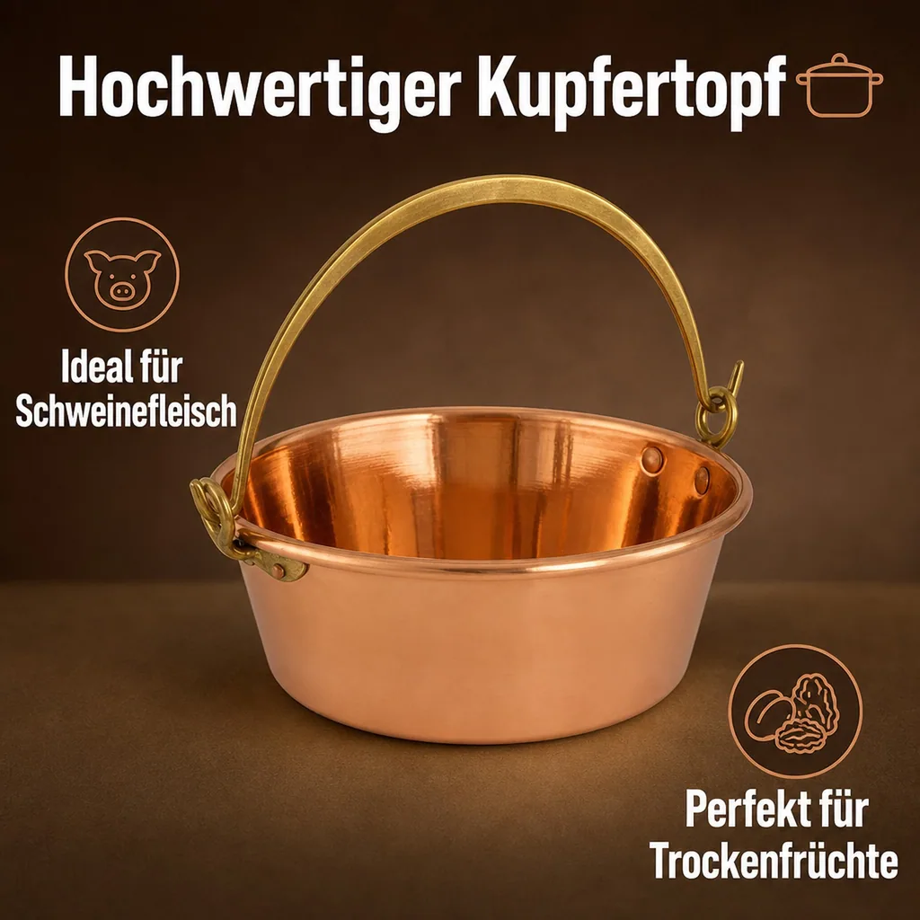 Topf - zum Kochen von Schweinefleisch, Kupfer, Durchmesser: 10 cm