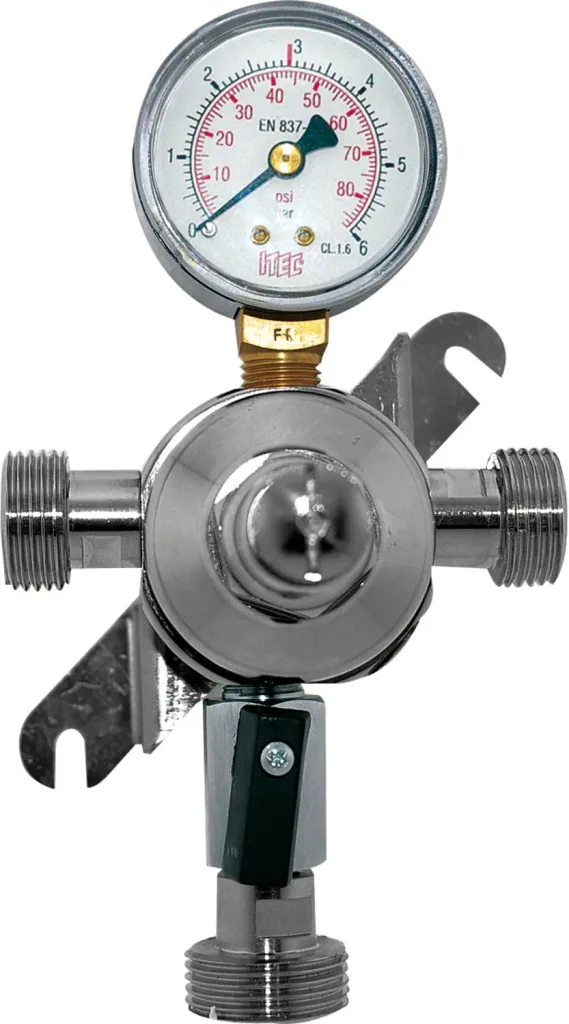 Druckminderer, Zwischendruckregler für CO2, N2 und Mischgas (Bier) 3bar