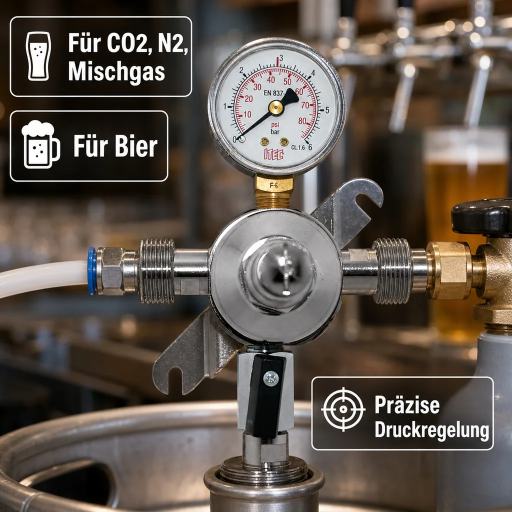 Druckminderer, Zwischendruckregler für CO2, N2 und Mischgas (Bier) 3bar