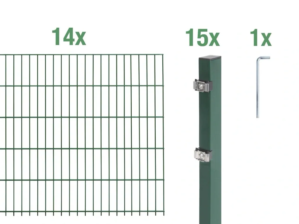 Doppelstabmattenzaun Komplettset, grün, Höhe 100 cm, Länge 28 m