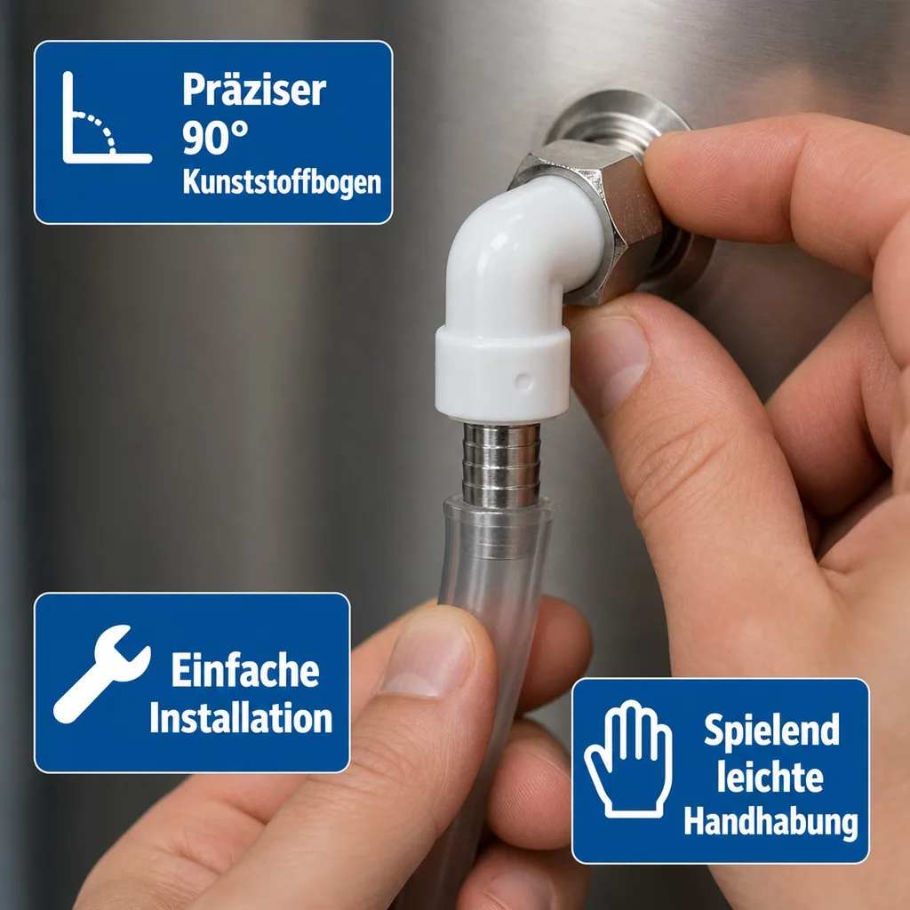 Winkelverschraubung CNS 90° für Bierschlauch 5/8 Zoll, NW 7mm