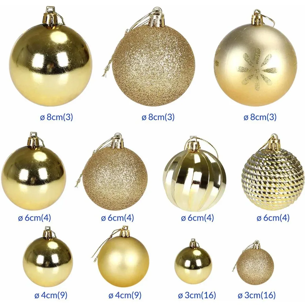 Weihnachtskugeln - Christbaumschmuck - Gold 103 Stk.
