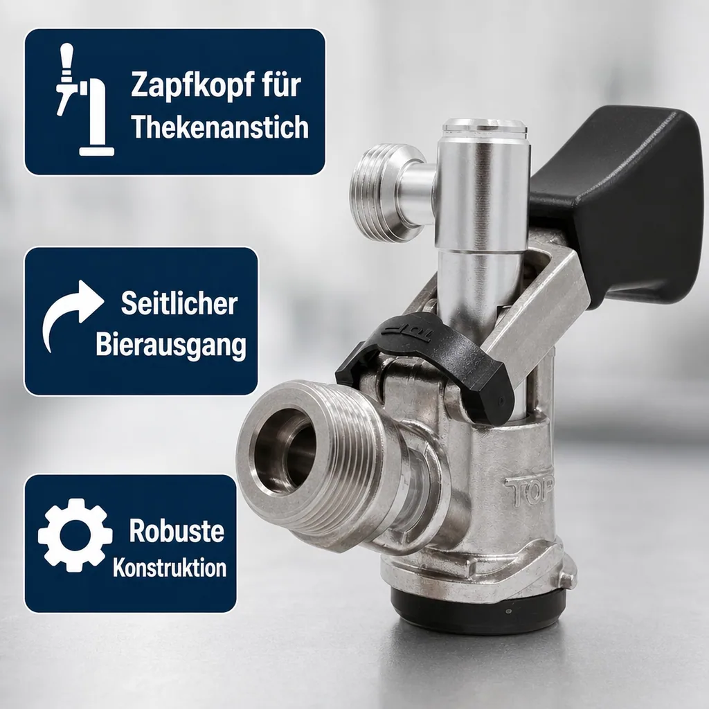 Zapfkopf Keg Verschluss Korb Fitting seitlicher Ausgang (Thekenanstich)