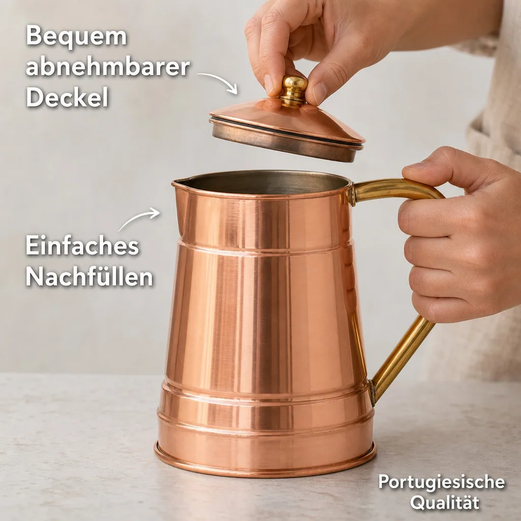 Wasserkocher, Kupfer Teekanne 1,5L