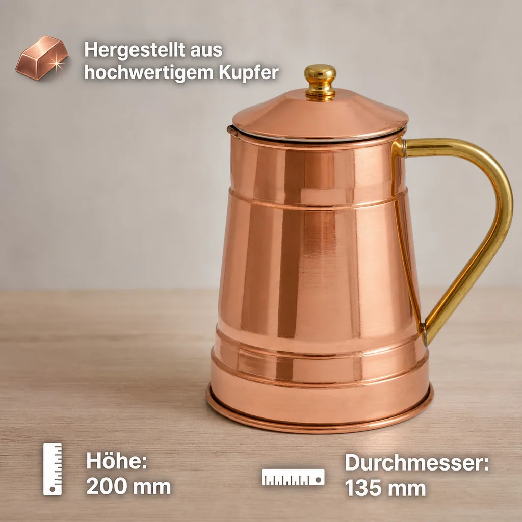 Wasserkocher, Kupfer Teekanne 1,5L