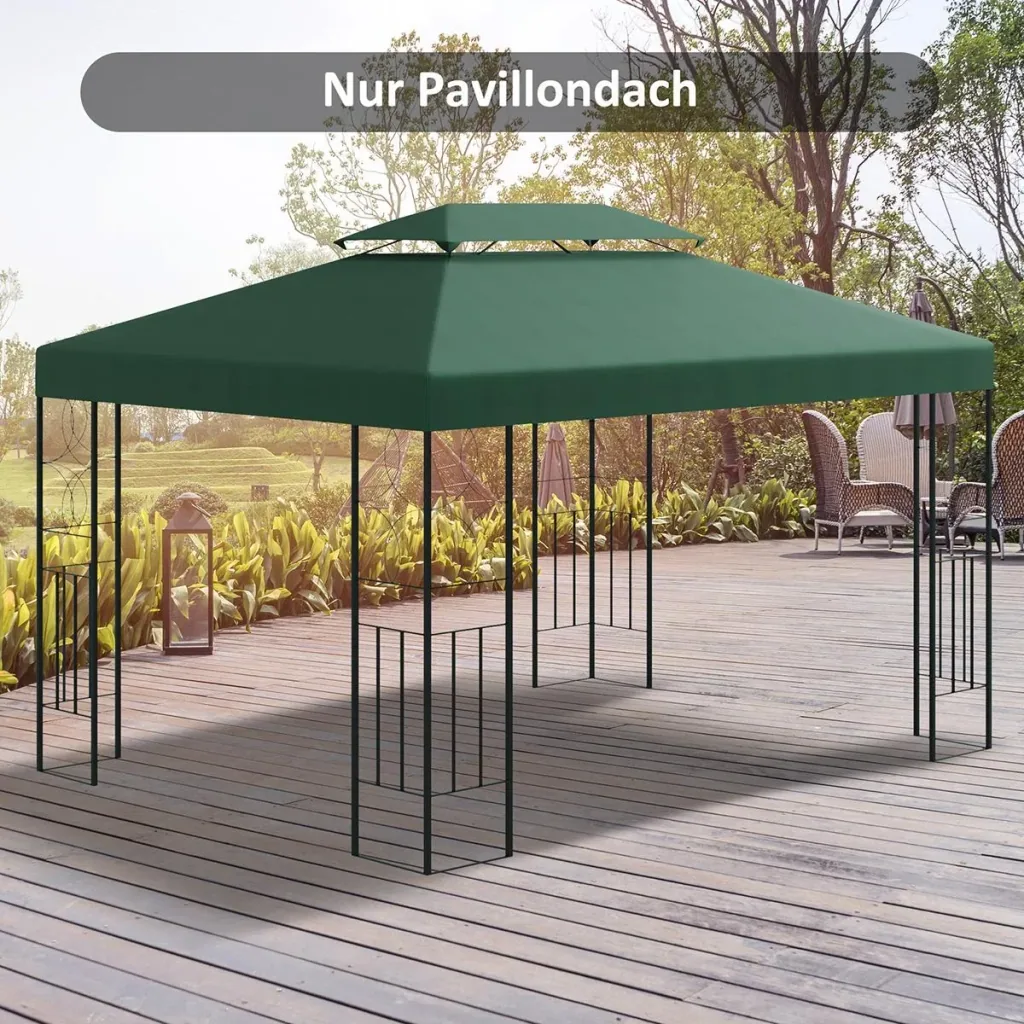 Ersatzdach Pavillondach für Metallpavillon Gartenpavillon Partyzelt Gartenzelt Polyester 3x4m Dunkelgrün