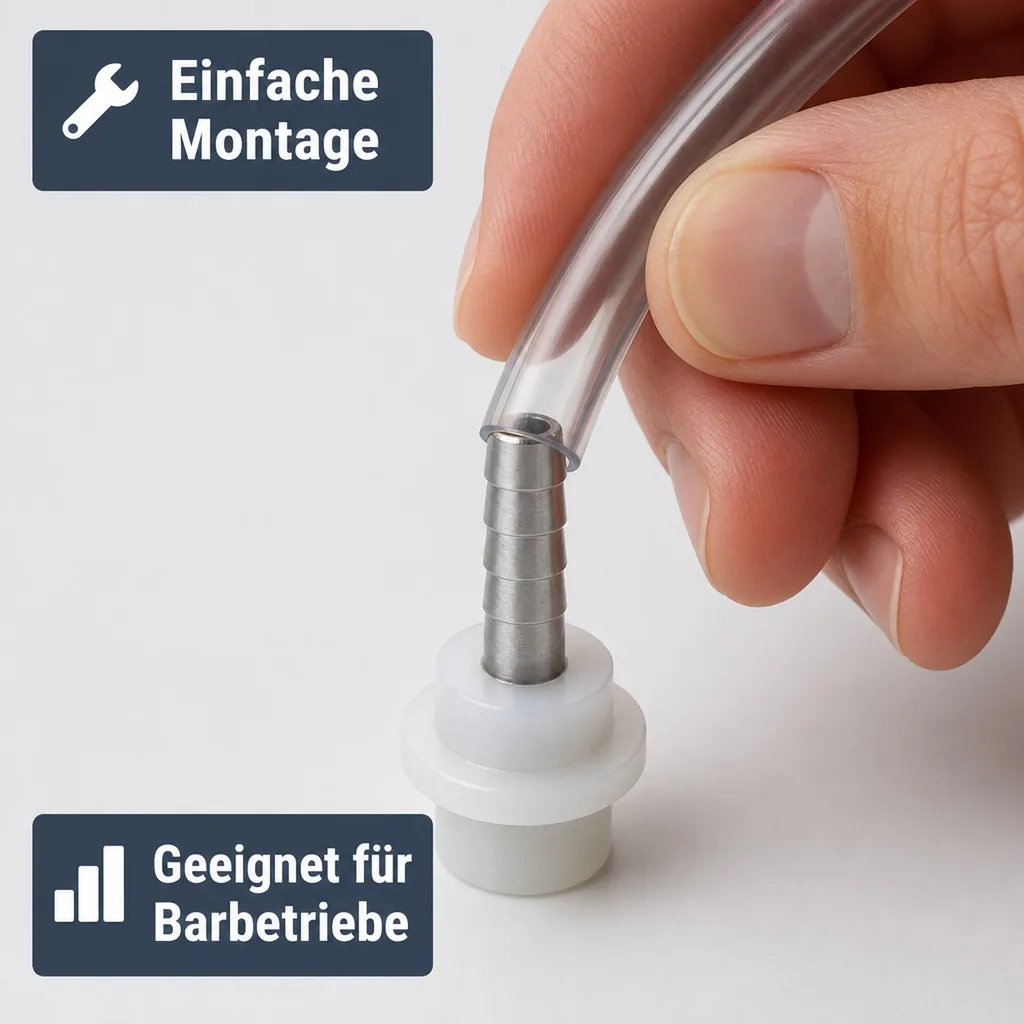 Schlauchtülle, Tülle Gerade für Bier oder CO2 Schlauch mit Angespritzter Dichtung, 7mm